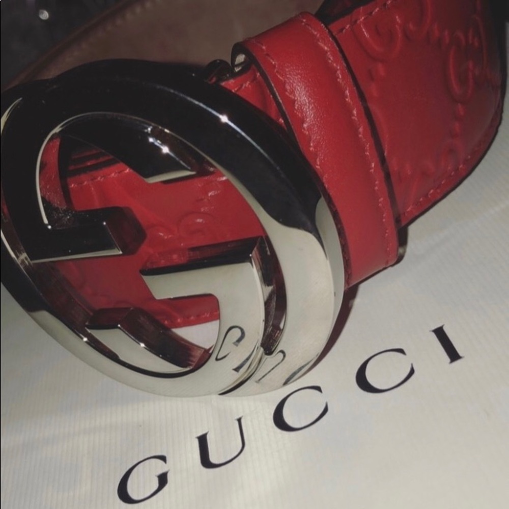 Red Gucci Monogram Belt SOLD